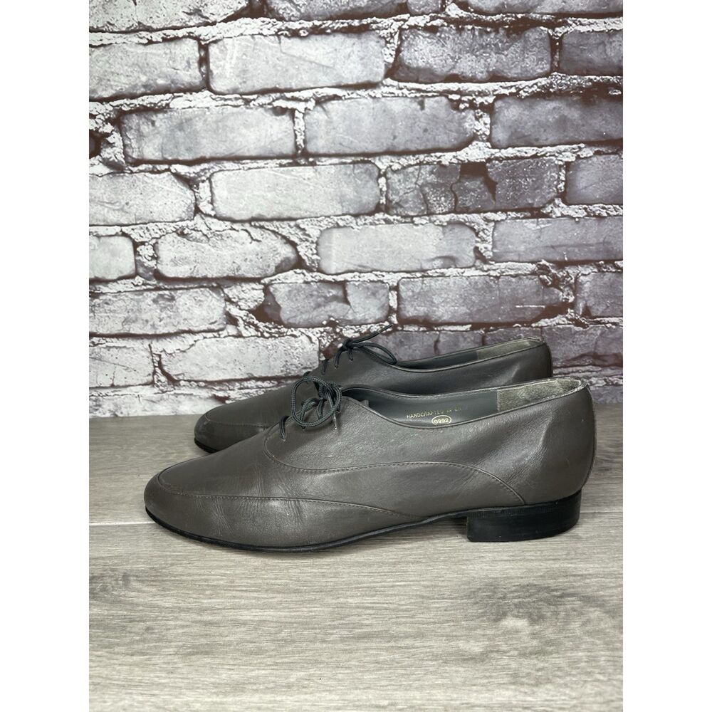 Mario De Gerard VTG Deadstock Gray Leather Oxfords Heel Shoes Women 11D US/42EU